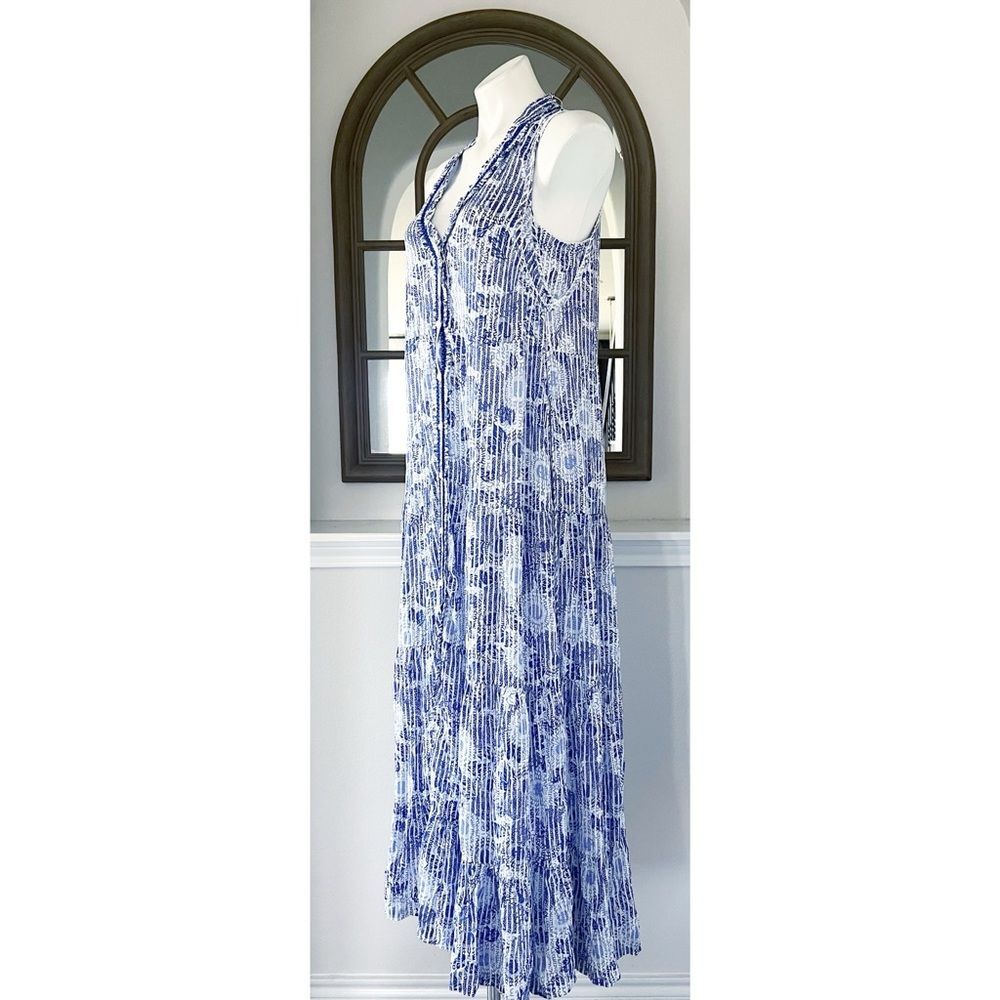 Poupette St. Barth Nana Printed Maxi Dress Revolve Blue Begonia, NWT, Size L - Picture 12 of 15